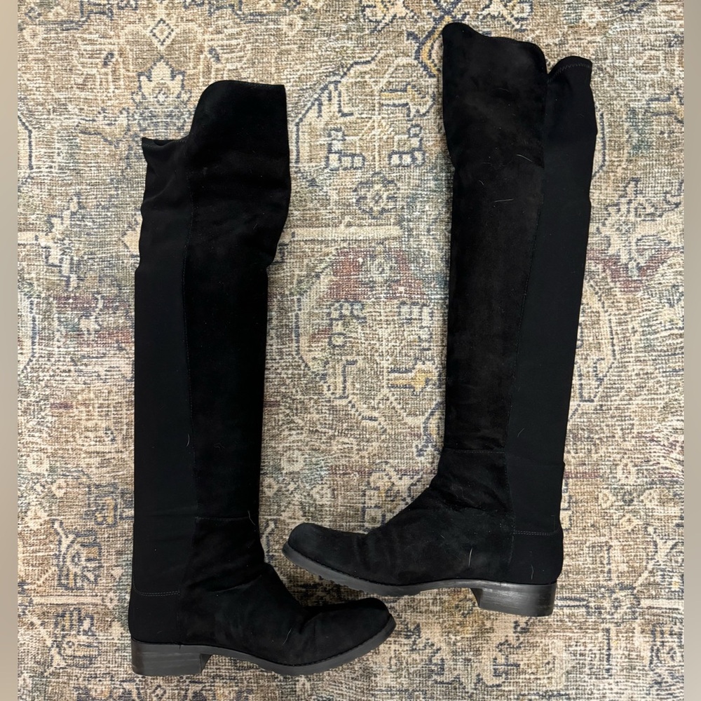 Stuart Weitzman black 50/50 suede boots